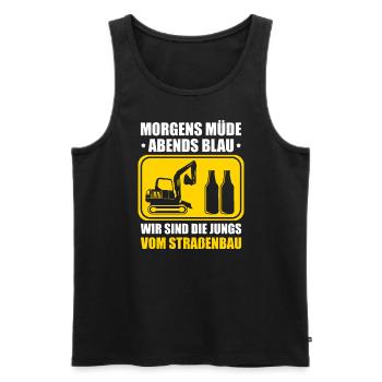 Morgens Müde Abends Blau Straßenbau - Männer Premium Bio Tank Top - Schwarz - Vorne - AI Model Male 178 light (178cm)