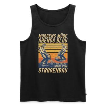 Morgens Müde Abends Blau Straßenbau - Männer Premium Bio Tank Top - Schwarz - Vorne - AI Model Male 178 light (178cm)