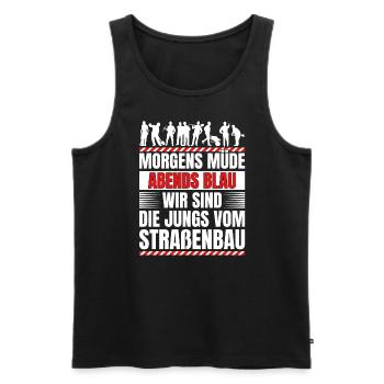 Morgens Müde Abends Blau Straßenbau - Männer Premium Bio Tank Top - Schwarz - Vorne - AI Model Male 178 light (178cm)