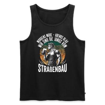 Morgens Müde Abends Blau Straßenbau - Männer Premium Bio Tank Top - Schwarz - Vorne - AI Model Male 178 light (178cm)