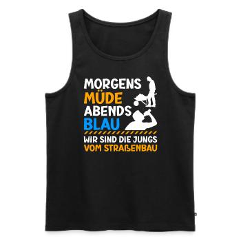 Morgens Müde Abends Blau Straßenbau - Männer Premium Bio Tank Top - Schwarz - Vorne - AI Model Male 178 light (178cm)