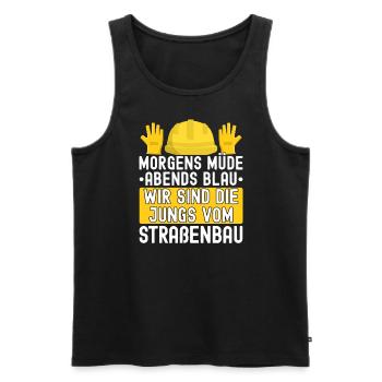 Morgens Müde Abends Blau Straßenbau - Männer Premium Bio Tank Top - Schwarz - Vorne - AI Model Male 178 light (178cm)