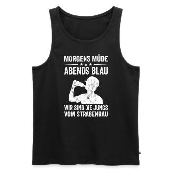 Morgens Müde Abends Blau Straßenbau - Männer Premium Bio Tank Top - Schwarz - Vorne - AI Model Male 178 light (178cm)