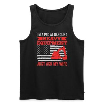 Retro Excavator Slogan Excavator Driver Construction Site - Men's Premium Organic Tank Top - black - Front - Michal (187cm)