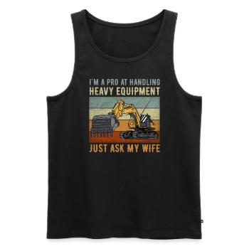Retro Excavator Saying Excavator Driver Construction Site - Men's Premium Organic Tank Top - black - Front - Michal (187cm)