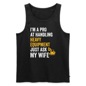 Retro Excavator Slogan Excavator Driver Construction Site - Men's Premium Organic Tank Top - black - Front - Michal (187cm)