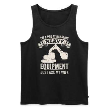 Retro Excavator Slogan Excavator Driver Construction Site - Men's Premium Organic Tank Top - black - Front - Michal (187cm)