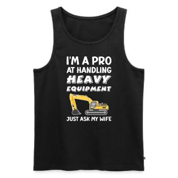 Retro Excavator Slogan Excavator Driver Construction Site - Men's Premium Organic Tank Top - black - Front - Michal (187cm)