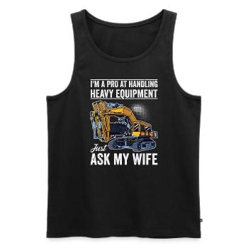 Retro Excavator Slogan Excavator Driver Construction Site - Men's Premium Organic Tank Top - black - Front - Michal (187cm)