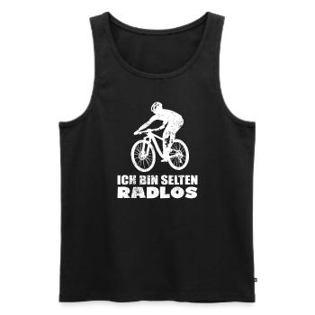 MTB Fahrer Mountainbike Ich Bin Selten Radlos - Männer Premium Bio Tank Top - Schwarz - Vorne - Michal (187cm)