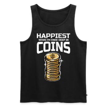 Coin Collecting Collector Numismatic Numismatist - Men's Premium Organic Tank Top - black - Front - Michal (187cm)