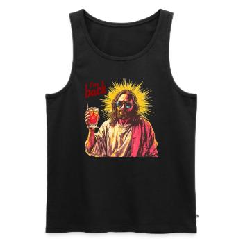 Jesus Christus Ostern, Ich Bin Zurück Party - Männer Premium Bio Tank Top - Schwarz - Vorne - Michal (187cm)