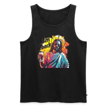 Jésus-Christ Pâques Je suis de retour Fête - Débardeur bio Premium Homme - noir - Devant - Michal (187cm)