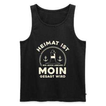 Heimat ist wo man auch Abends Moin gesagt wird | N - Männer Premium Bio Tank Top - Schwarz - Vorne - Michal (187cm)