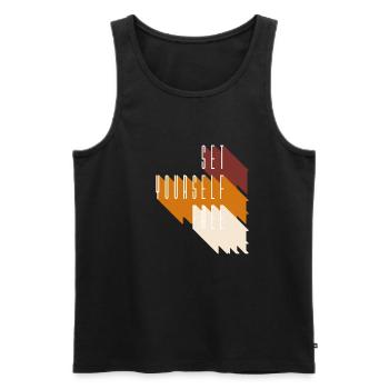 SET YOURSELF FREE - Männer Premium Bio Tank Top - Schwarz - Vorne - Michal (187cm)