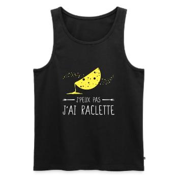 J'peux pas j'ai raclette - Humour Fromage Hiver - Débardeur bio Premium Homme - noir - Devant - Michal (187cm)
