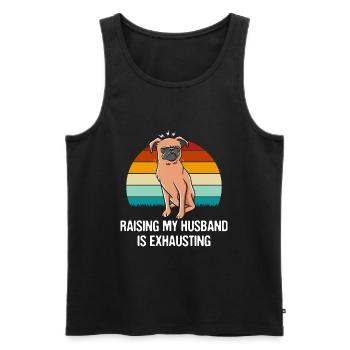 Aufzuziehen mein Mann anstrengte lustige Frau Humo - Männer Premium Bio Tank Top - Schwarz - Vorne - Michal (187cm)