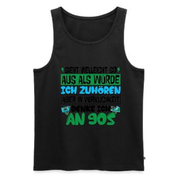 in Wirklichkeit denke ich an 90s - Männer Premium Bio Tank Top - Schwarz - Vorne - AI Model Male 178 light (178cm)