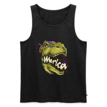 Merica T Rex - Patriotischer amerikanischer Trex-Dinosaurier - Männer Premium Bio Tank Top - Schwarz - Vorne - Michal (187cm)