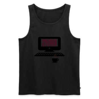 IT Never change a running system - Men's Premium Organic Tank Top - black - Front - AI Model Male 178 light (178cm)