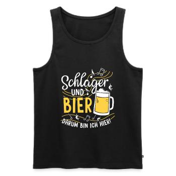 Schlager Und Bier Darum Bin Ich Hier | Schlagerpar - Männer Premium Bio Tank Top - Schwarz - Vorne - Michal (187cm)