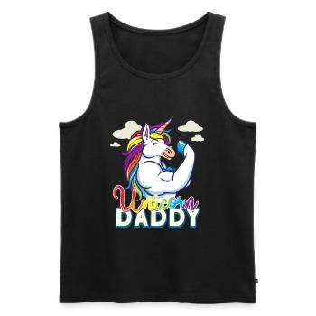 Unicorn Daddy - Lustiges Fitness-Fitnessstudio Rainbow Dad Geschenk - Männer Premium Bio Tank Top - Schwarz - Vorne - Michal (187cm)