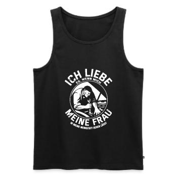 Liebe meine Frau, Werkstatt, Schrauben, Funshirt - Männer Premium Bio Tank Top - Schwarz - Vorne - Michal (187cm)