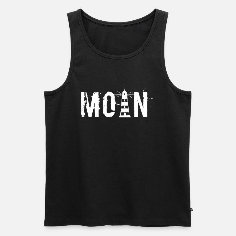 Moin - Leuchtturm weiß - Männer Premium Bio Tank Top - Schwarz
