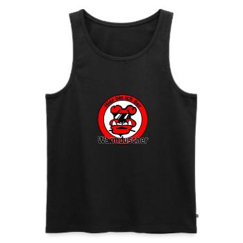 warmduscher - Männer Premium Bio Tank Top - Schwarz - Vorne - AI Model Male 178 light (178cm)