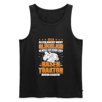 Rasentraktor Geld Allein Macht Nicht Glücklich - Männer Premium Bio Tank Top - Schwarz - Vorne - AI Model Male 178 light (178cm)