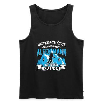 Unterschätze niemals einen alten Mann auf Skiern - Männer Premium Bio Tank Top - Schwarz - Vorne - AI Model Male 178 light (178cm)