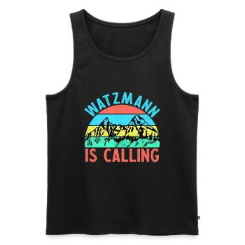 WATZMANN IS CALLING Schicksalsberg Berchtesgaden - Men's Premium Organic Tank Top - black - Front - AI Model Male 178 light (178cm)