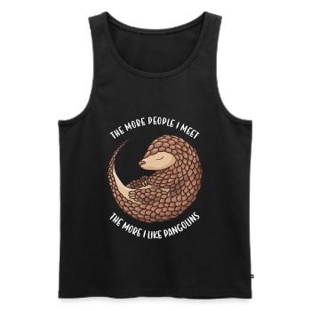Plus je rencontre de gens, plus j’aime les pangolins - Débardeur bio Premium Homme - noir - Devant - Michal (187cm)