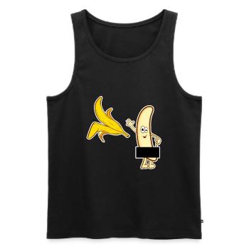 Un tshirt vilain pour un vilain tshirt "Banana - Débardeur bio Premium Homme - noir - Devant - AI Model Male 178 light (178cm)