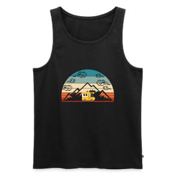 Teeshirt de camping vintage rétro pour campeurs " - Débardeur bio Premium Homme - noir - Devant - Michal (187cm)