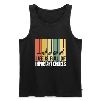Golf Shirt für Golfer sagen "Das Leben ist voll - Männer Premium Bio Tank Top - Schwarz - Vorne - AI Model Male 178 light (178cm)