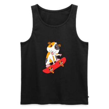 Skateboard Guinée Cochon Skate Sur Tshirt Design - Débardeur bio Premium Homme - noir - Devant - Michal (187cm)