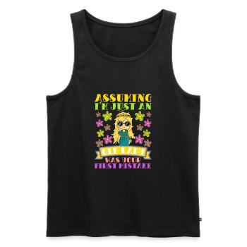 Angenommen, ich bin nur eine alte Dame war deine erste - Männer Premium Bio Tank Top - Schwarz - Vorne - AI Model Male 178 light (178cm)