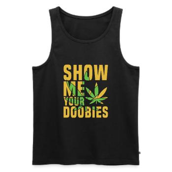 Show me your doobies Adults Green Cannabis Shirt - Men's Premium Organic Tank Top - black - Front - AI Model Male 178 light (178cm)