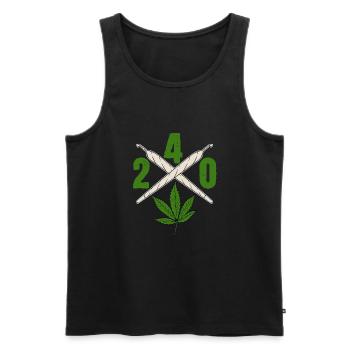240 Cannabis Green Shirt pour les personnes - Débardeur bio Premium Homme - noir - Devant - Michal (187cm)