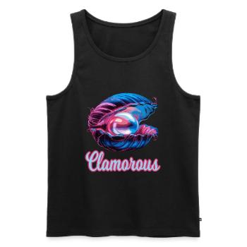 Clamorouse Muschel mit einer Perle Design - Männer Premium Bio Tank Top - Schwarz - Vorne - AI Model Male 178 light (178cm)