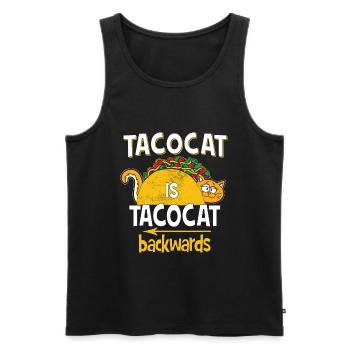 Tacocat Is Tacocat Backwards - Drôle de phrases - Débardeur bio Premium Homme - noir - Devant - Michal (187cm)