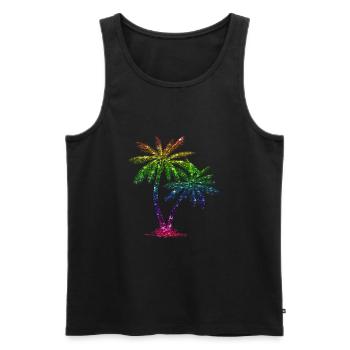 Palmier à paillettes - Débardeur bio Premium Homme - noir - Devant - Michal (187cm)