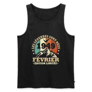 Les légendes sont nées en Février 1949 Vintage - Débardeur bio Premium Homme - noir - Devant - Michal (187cm)