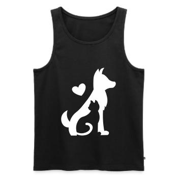 Chien avec chat - meilleurs amis pour toujours / chien chat - Débardeur bio Premium Homme - noir - Devant - Michal (187cm)