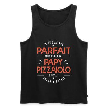 je suis un papy pizzaiolo cadeau pizzaiolo humour - Débardeur bio Premium Homme - noir - Devant - Michal (187cm)