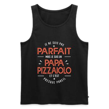je suis un papa pizzaiolo cadeau pizzaiolo humour - Débardeur bio Premium Homme - noir - Devant - Michal (187cm)