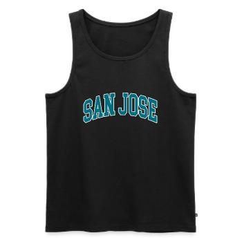 San Jose blue white - Men's Premium Organic Tank Top - black - Front - AI Model Male 178 light (178cm)
