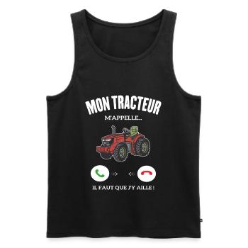 Mon Tracteur M'appelle Il Faut Que J'y Aille - Débardeur bio Premium Homme - noir - Devant - Michal (187cm)