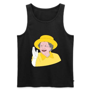 Elizabeth II - 70e anniversaire du trône - Chemise design - Débardeur bio Premium Homme - noir - Devant - AI Model Male 178 light (178cm)